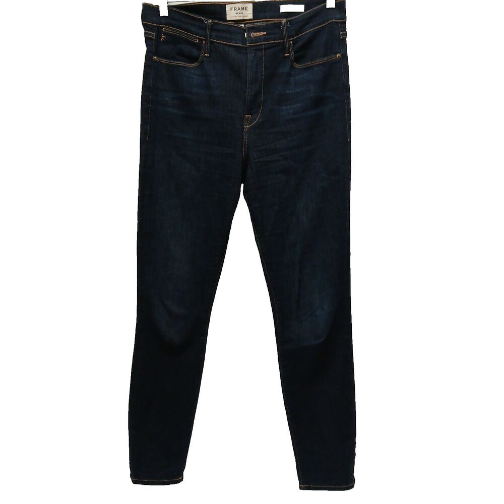 FRAME Le High Skinny Crop Jeans Womens Blue Dark Wash High Rise Stretch Dame 31